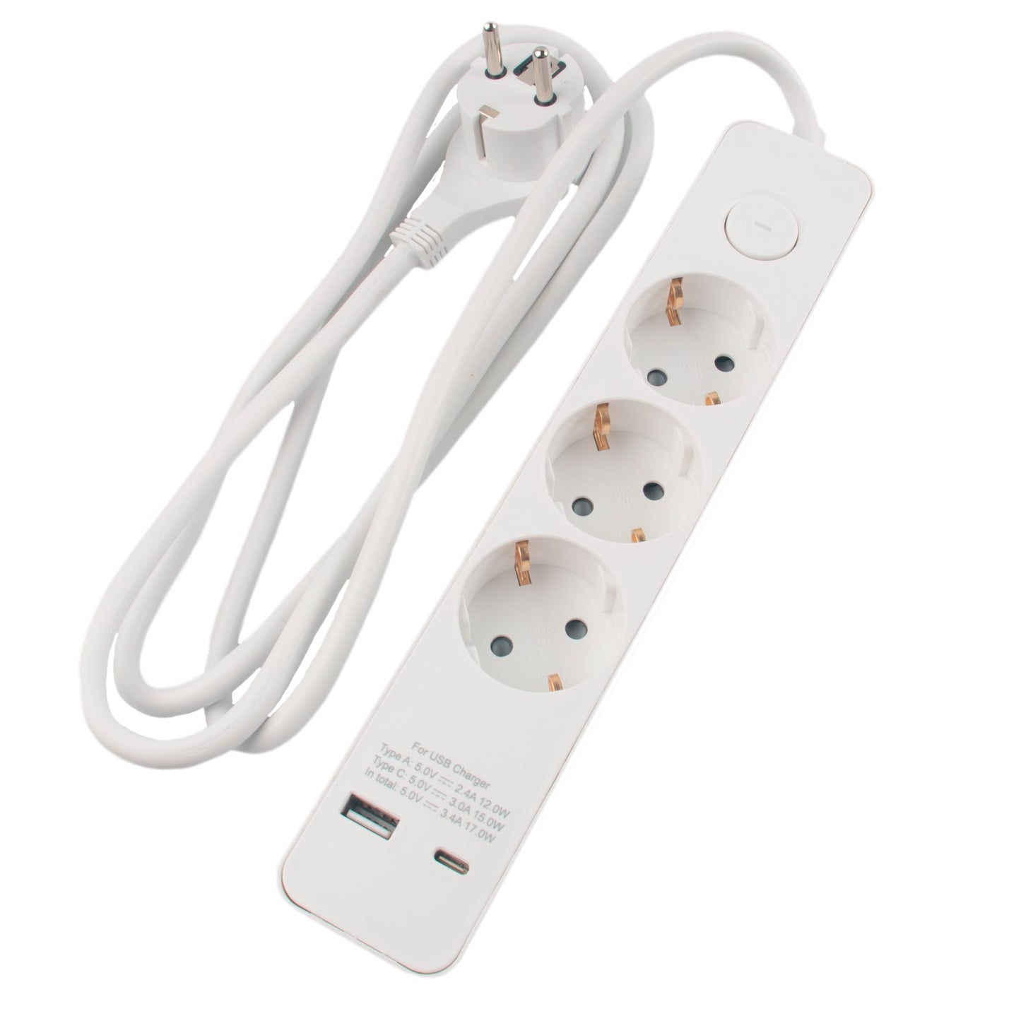 ELWORKS 3-Stikdåse v/USB 1,5m ledning hvid (5)