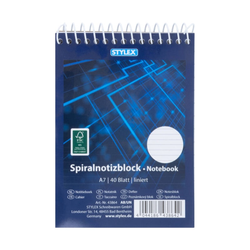 STYLEX Spiral notesbók A7, linjur - 40 síður (20)