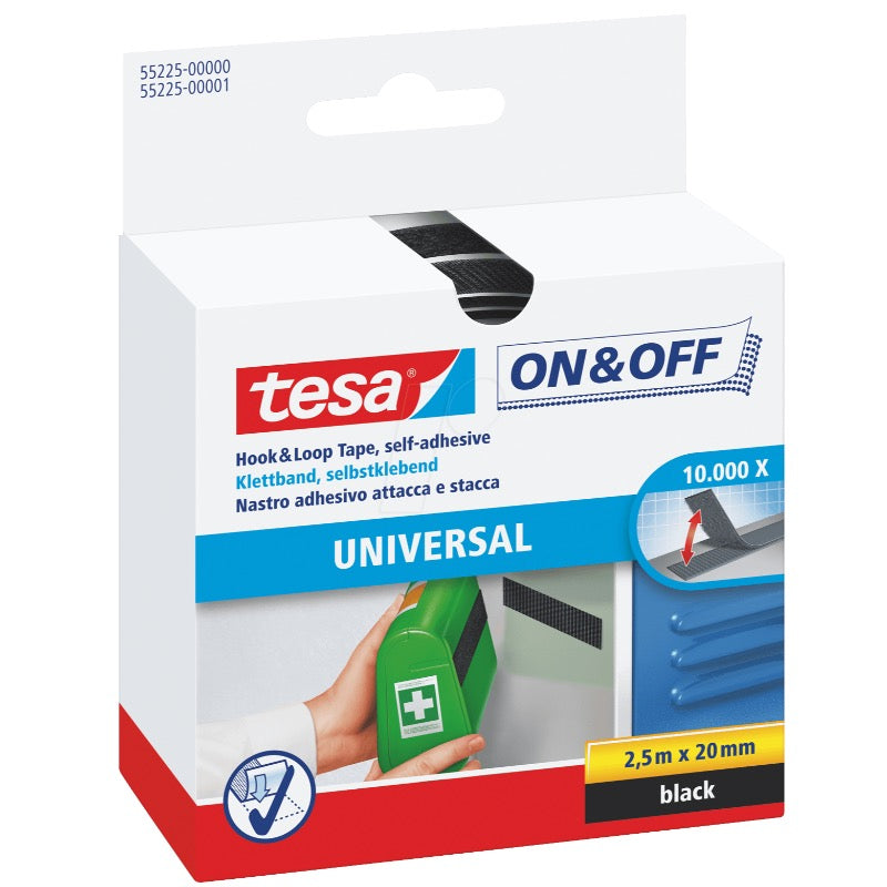 TESA Velcro Burretape, sort - 2,5m x 20mm (6)