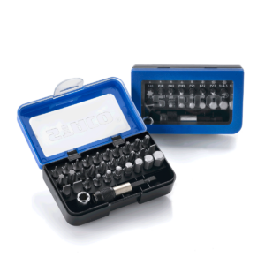 STACO bitssæt m/bælteclips, 32 dele, BLÅ, 1/4"