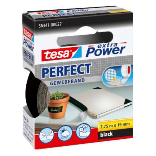 TESA Lær.tape Ex. Power Perfect, sort - 2,75m x 19mm (10)