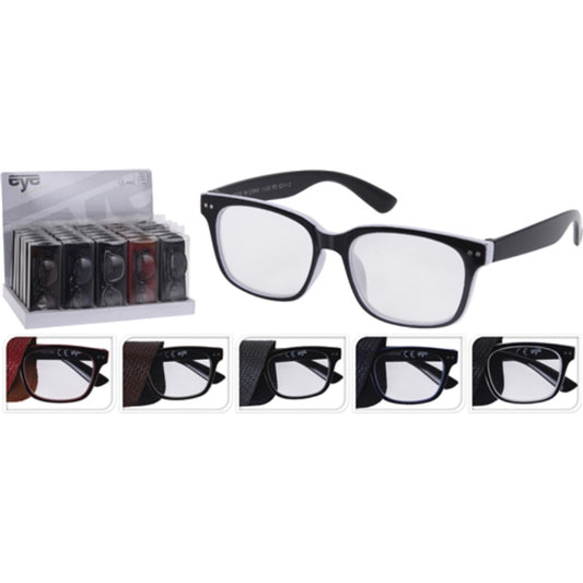 LÆSEBRILLE MED ETUI +1 TIL +3 HERREMODEL - DISPLAY (30)*