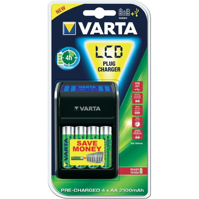 VARTA løðari LCD 220V - inkl. 4 x AA 2100 mAh (4)